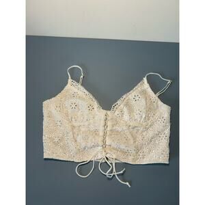 Love by Lottie Moss womens white lacey bustier crop top size S